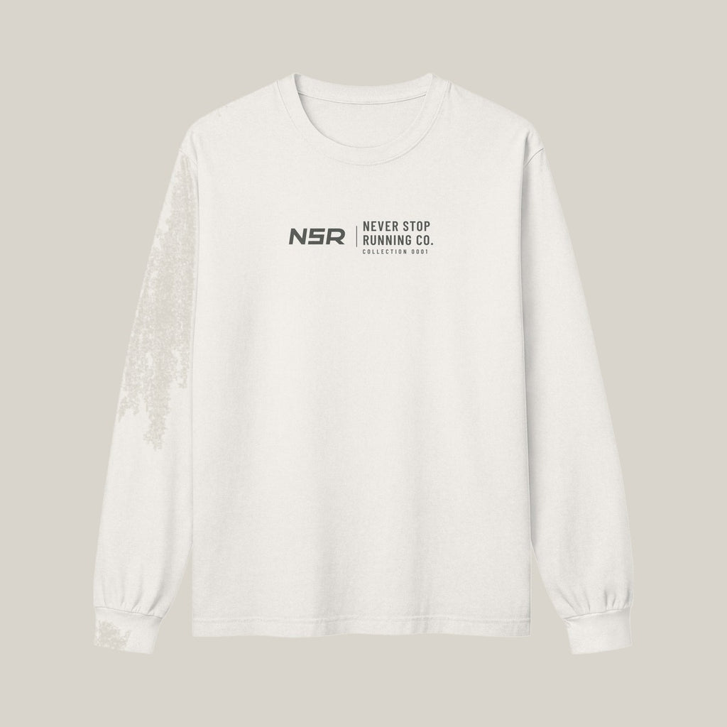NSR Horizontal Chest Long Sleeve, Bone, front print in Charcoal · grey