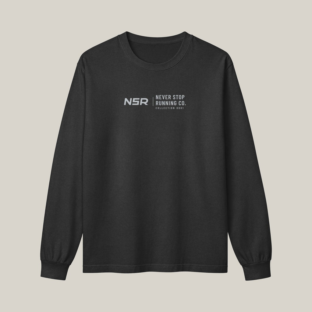 NSR Horizontal Chest Long Sleeve, Washed Charcoal, front print in silver-grey · grey