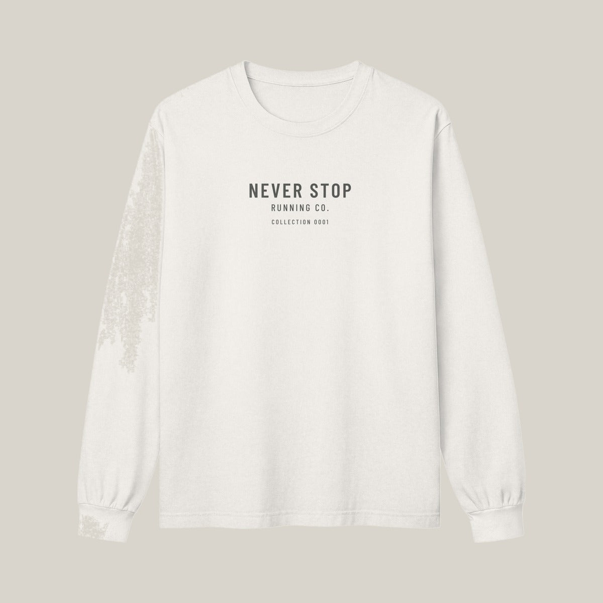 NSR Stacked Chest Long Sleeve, Bone, front print in Charcoal · grey