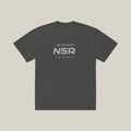Run Department Casual Tee, Washed Charcoal, back print in silver-grey, tile