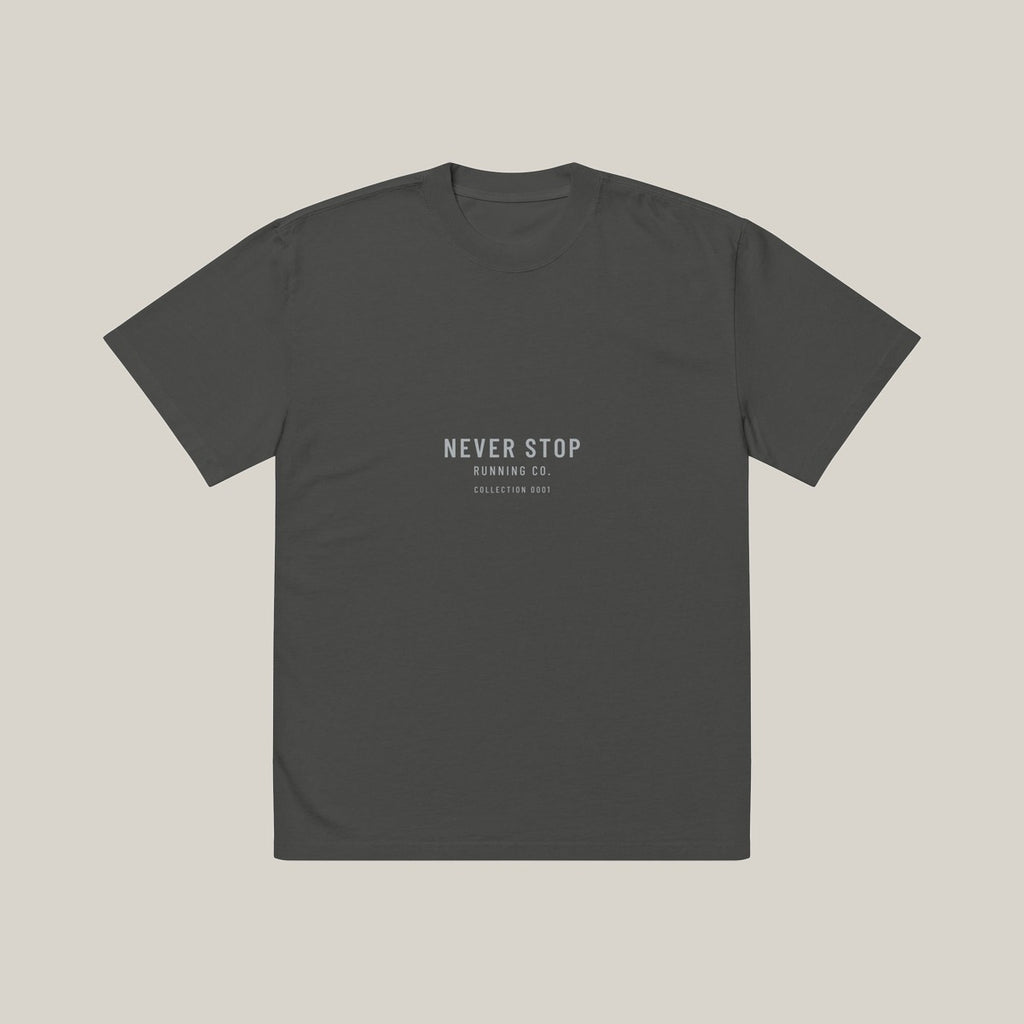 Runner Type-led Tee, Washed Charcoal, front · grey