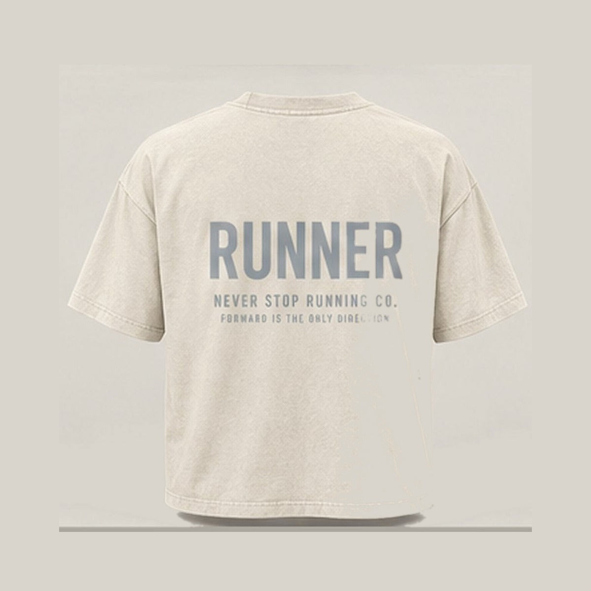 Runner Type-led Tee, back print in silver-grey on Washed Charcoal · grey