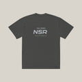 Trail Runner NSR-led Tee, Washed Charcoal, back print in silver-grey, tile