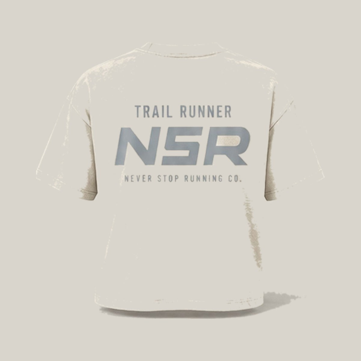 Trail Runner NSR-led Tee, back print in silver-grey on Washed Charcoal · grey