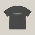 Ultrarunner Type-led Tee, Washed Charcoal, back print in silver-grey, tile