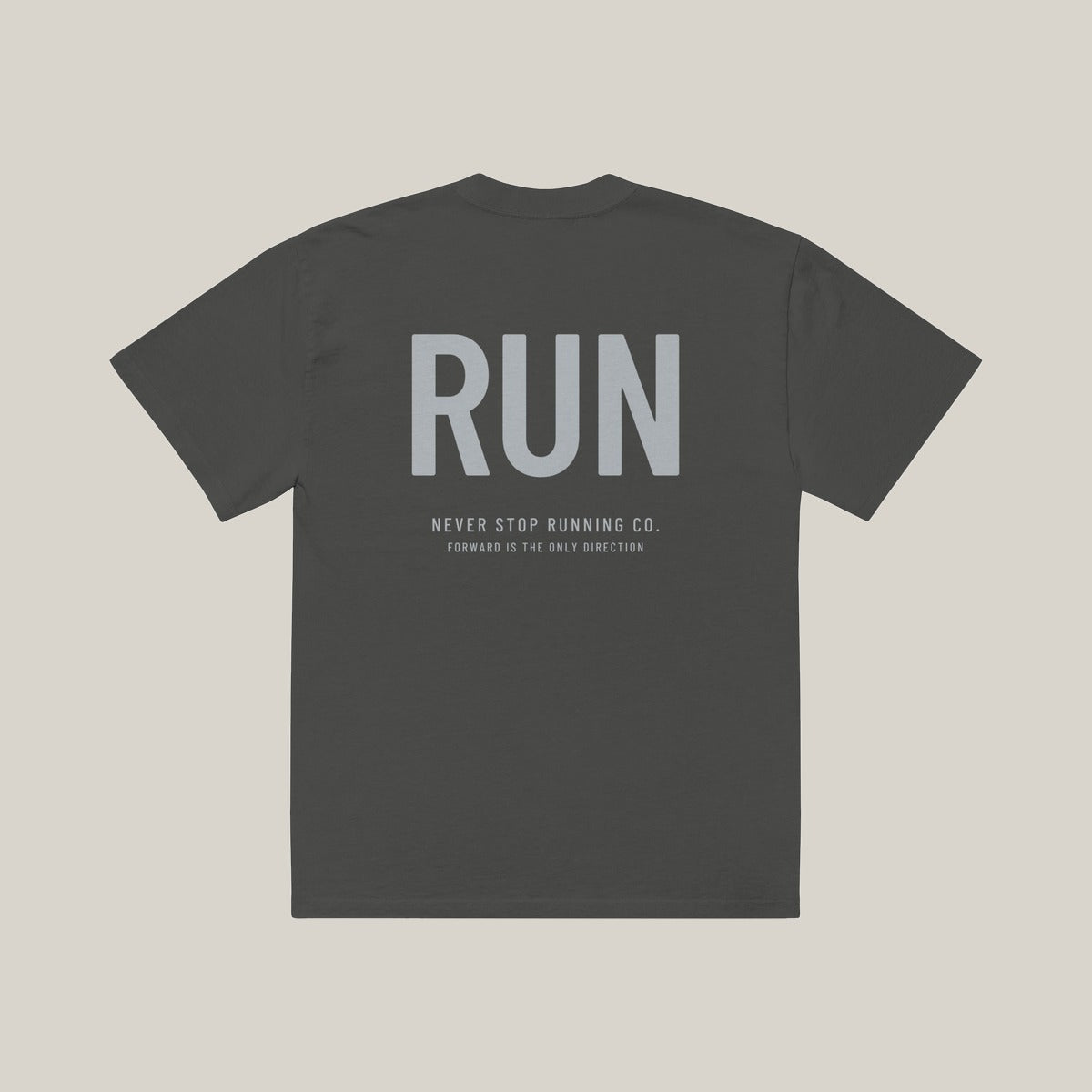 Vertical Run Casual Tee, Washed Charcoal, back · grey